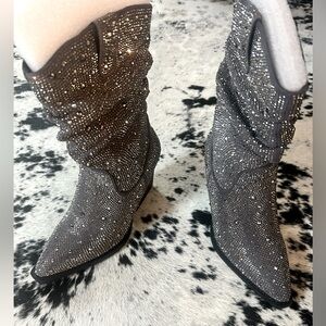 Very G , Kady Slouch Grey Bling Boot size 8 NWT